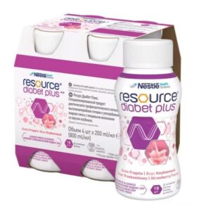 Resource Diabet Plus 4x200ml aromă de căpșuni